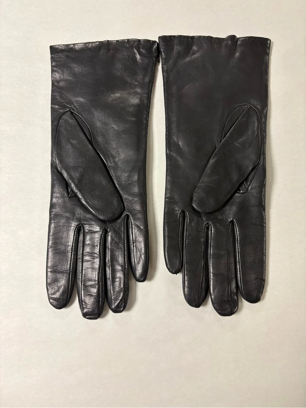 Nordstrom Womens Black Cashmere Lined Leather Wrist Gloves Size 8 New